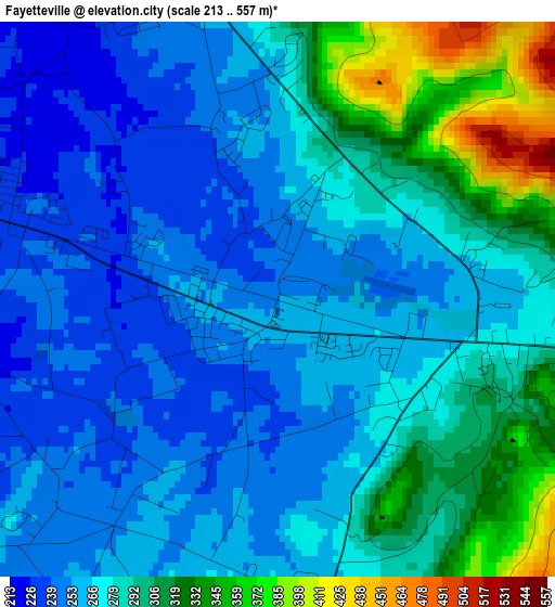 Fayetteville elevation map