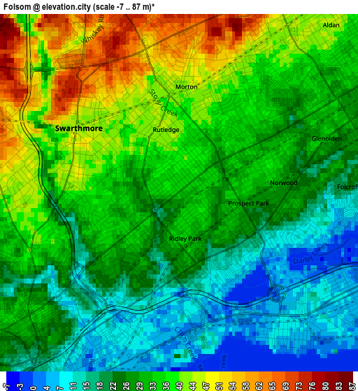 Folsom elevation map