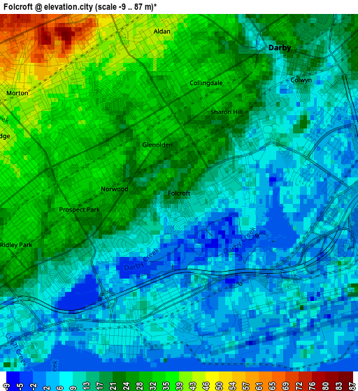 Folcroft elevation map