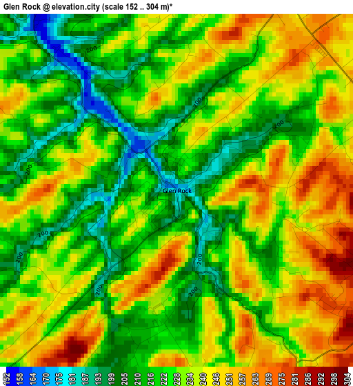 Glen Rock elevation map