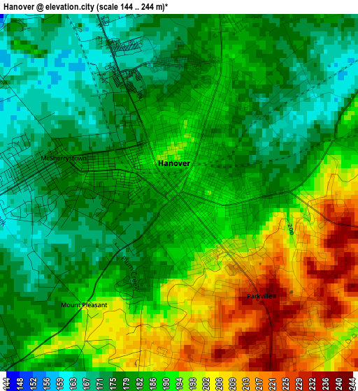 Hanover elevation map