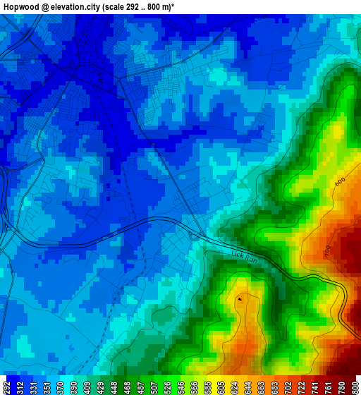 Hopwood elevation map