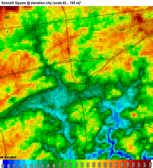 Kennett Square elevation map