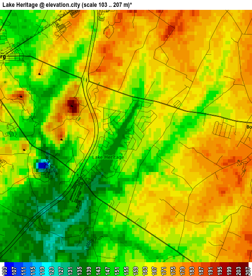 Lake Heritage elevation map