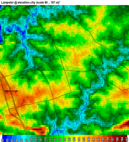 Lampeter elevation map