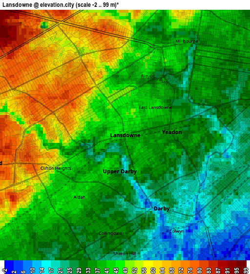 Lansdowne elevation map