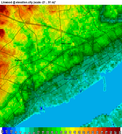 Linwood elevation map