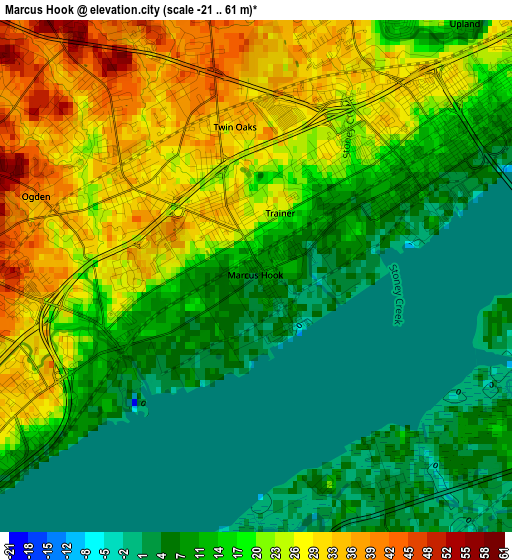 Marcus Hook elevation map