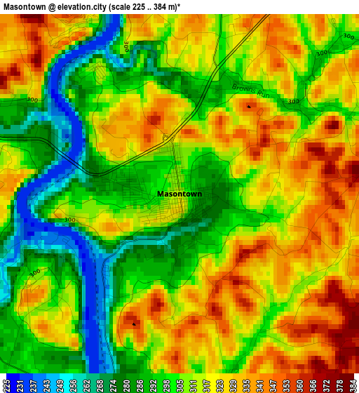 Masontown elevation map