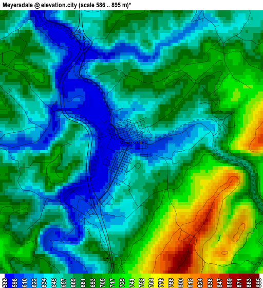 Meyersdale elevation map