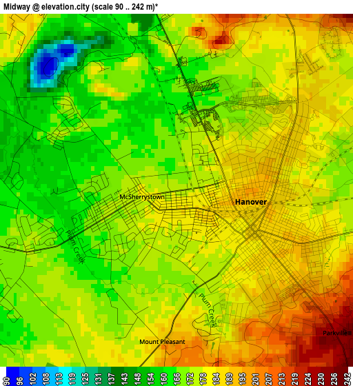 Midway elevation map