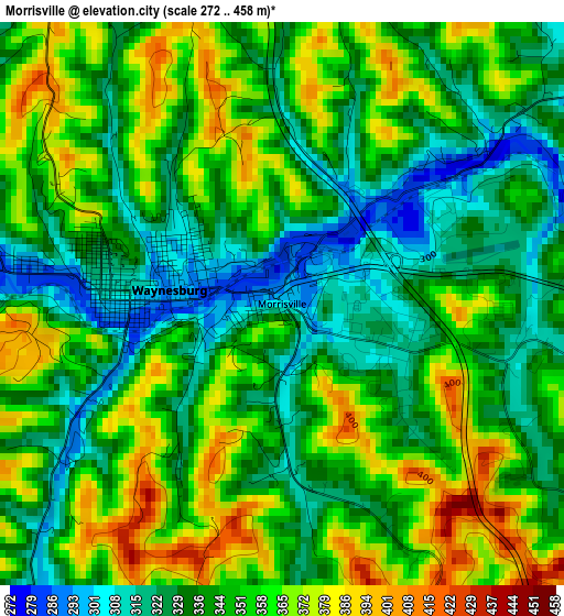 Morrisville elevation map