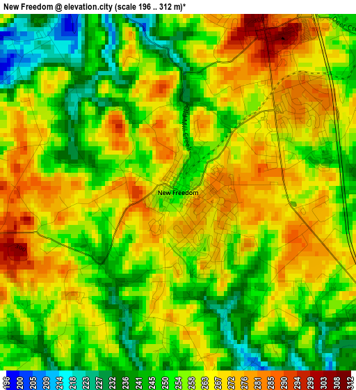 New Freedom elevation map