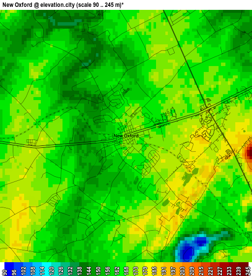 New Oxford elevation map