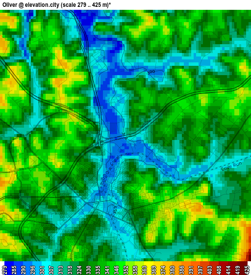 Oliver elevation map