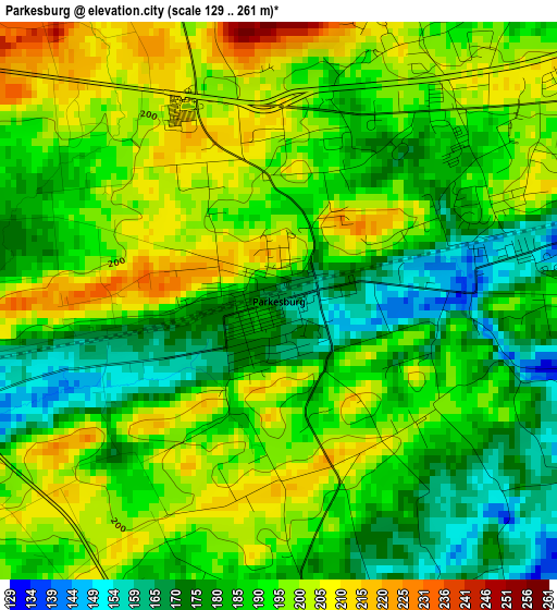 Parkesburg elevation map