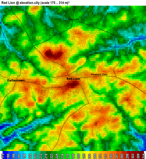 Red Lion elevation map