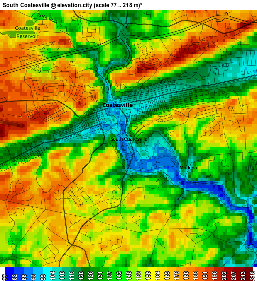 South Coatesville elevation map