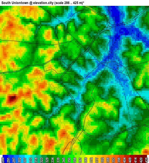 South Uniontown elevation map