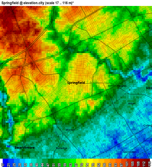 Springfield elevation map