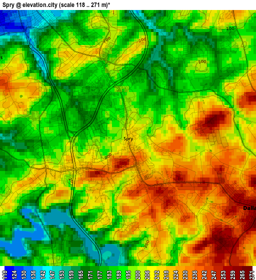 Spry elevation map