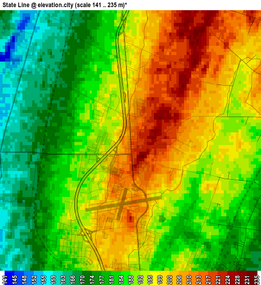 State Line elevation map