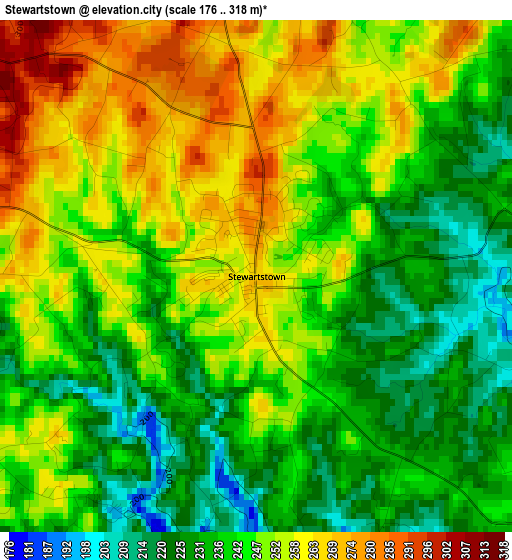 Stewartstown elevation map