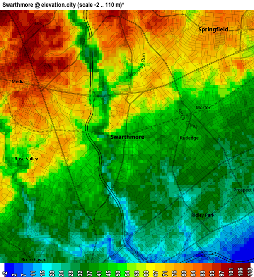 Swarthmore elevation map