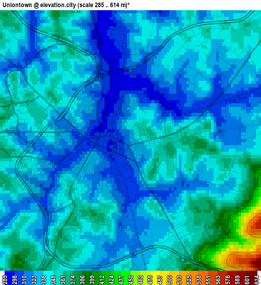 Uniontown elevation map