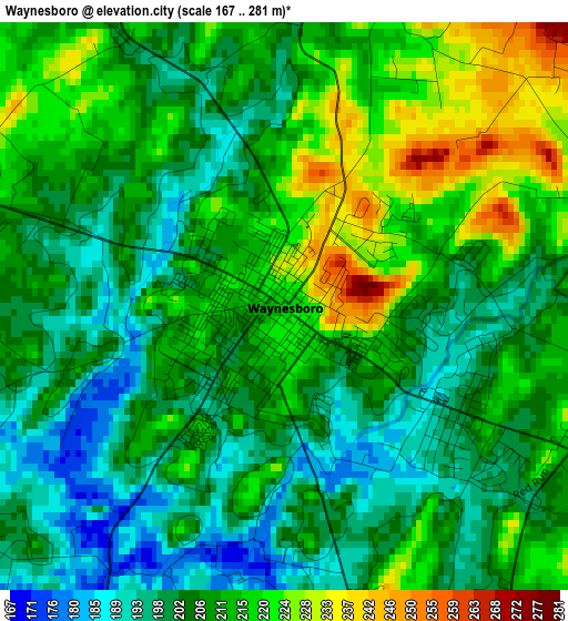 Waynesboro elevation map