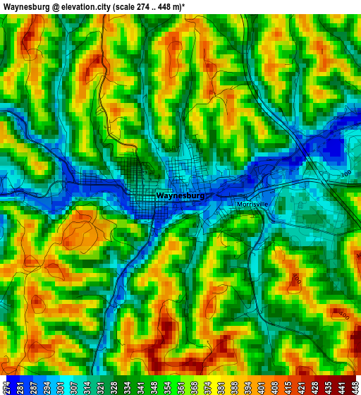 Waynesburg elevation map