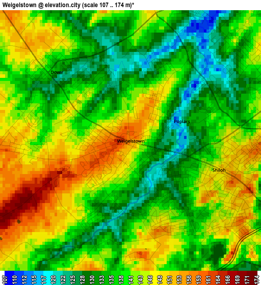 Weigelstown elevation map