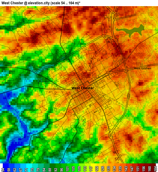 West Chester elevation map