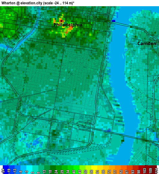 Wharton elevation map