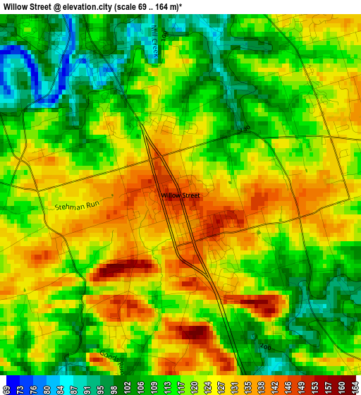 Willow Street elevation map