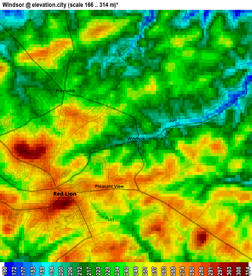 Windsor elevation map