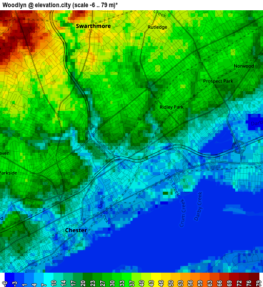 Woodlyn elevation map