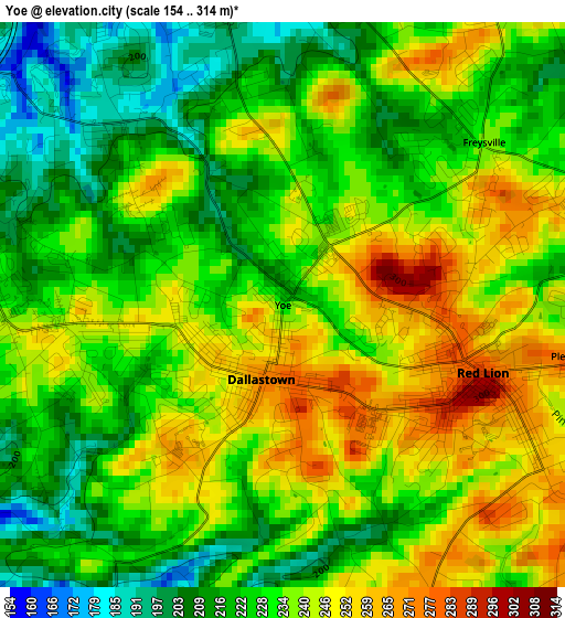 Yoe elevation map