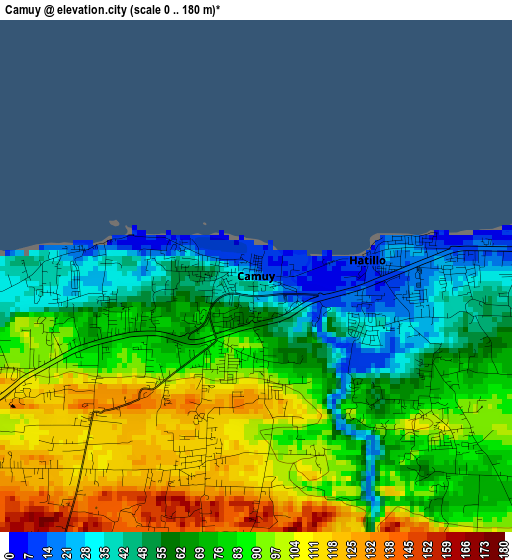 Camuy elevation map
