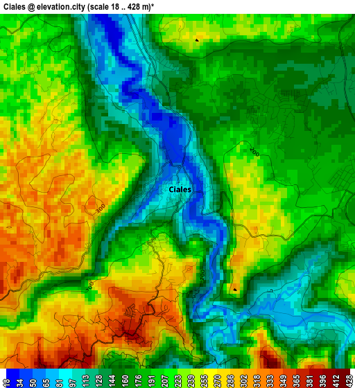 Ciales elevation map
