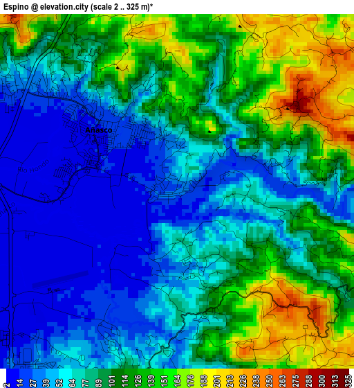 Espino elevation map