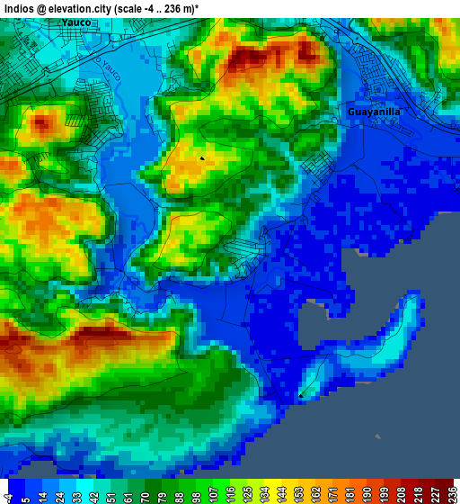 Indios elevation map