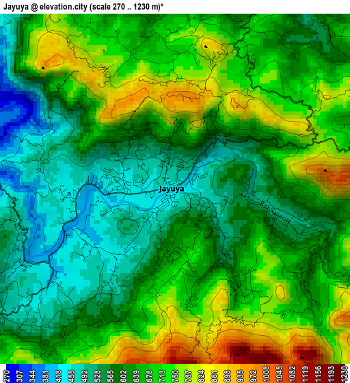 Jayuya elevation map