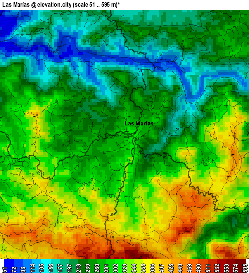 Las Marías elevation map