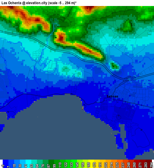 Las Ochenta elevation map