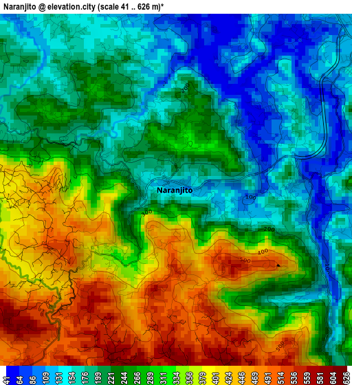 Naranjito elevation map