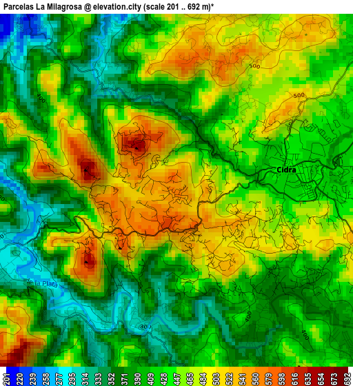 Parcelas La Milagrosa elevation map