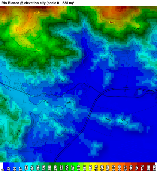 Río Blanco elevation map