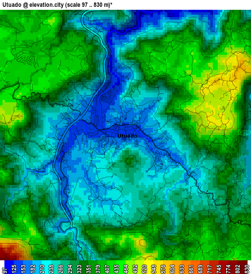 Utuado elevation map