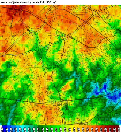 Arcadia elevation map